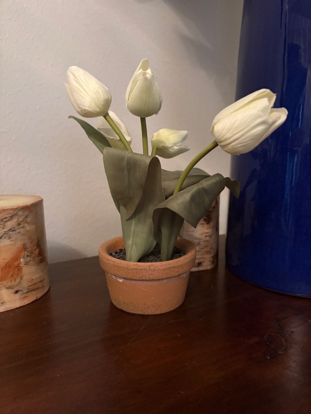 Pottery Barn White Tulip Potted Faux Plant - Home Accents